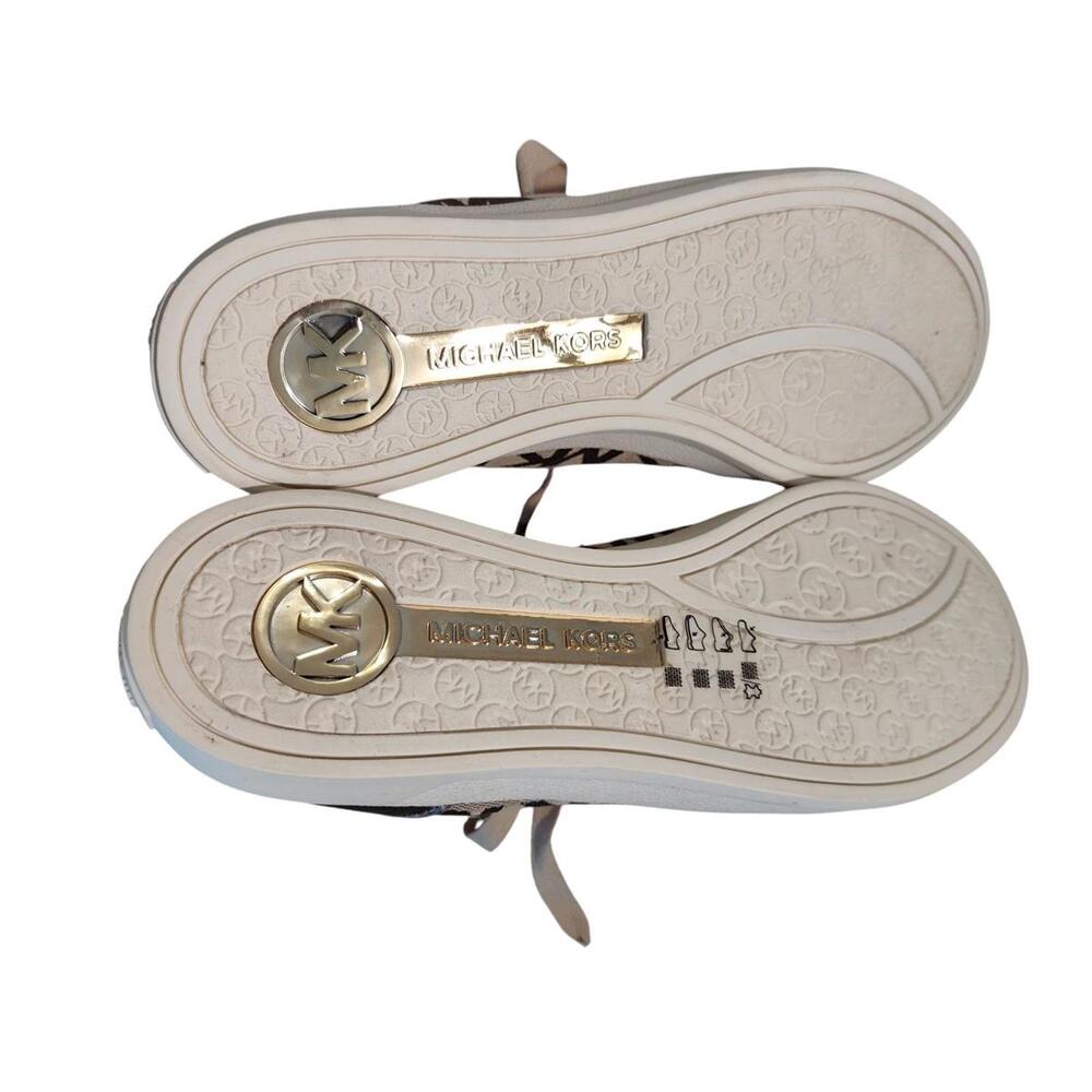 Michael Kors Keaton‎ Logo Lace-Up Sneakers | Gold MK Monogram | Women's Size 6 - Picture 6 of 9